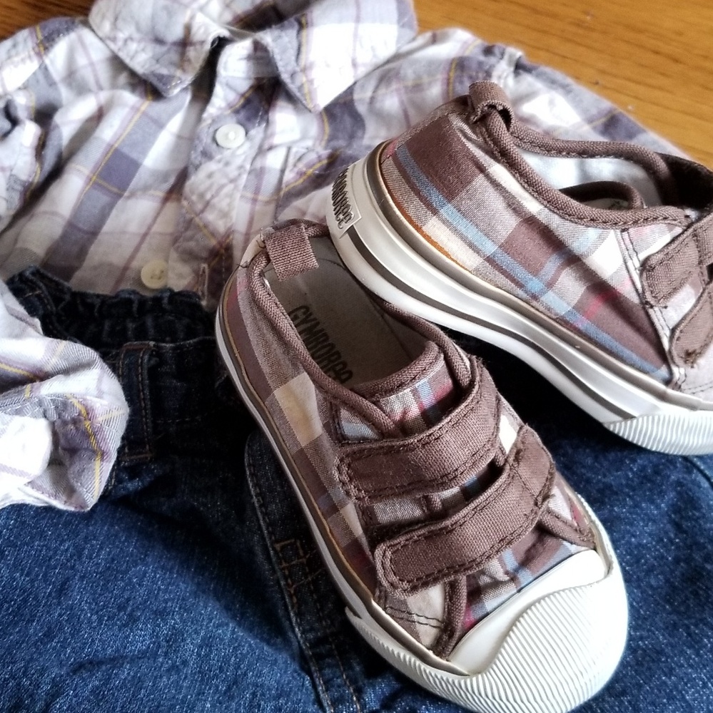 Gymboree Brown Red Sneakers toddler 7